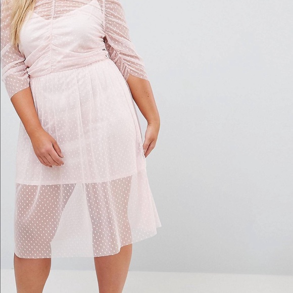 ASOS Curve Dresses & Skirts - Sheer overlay pale pink dress